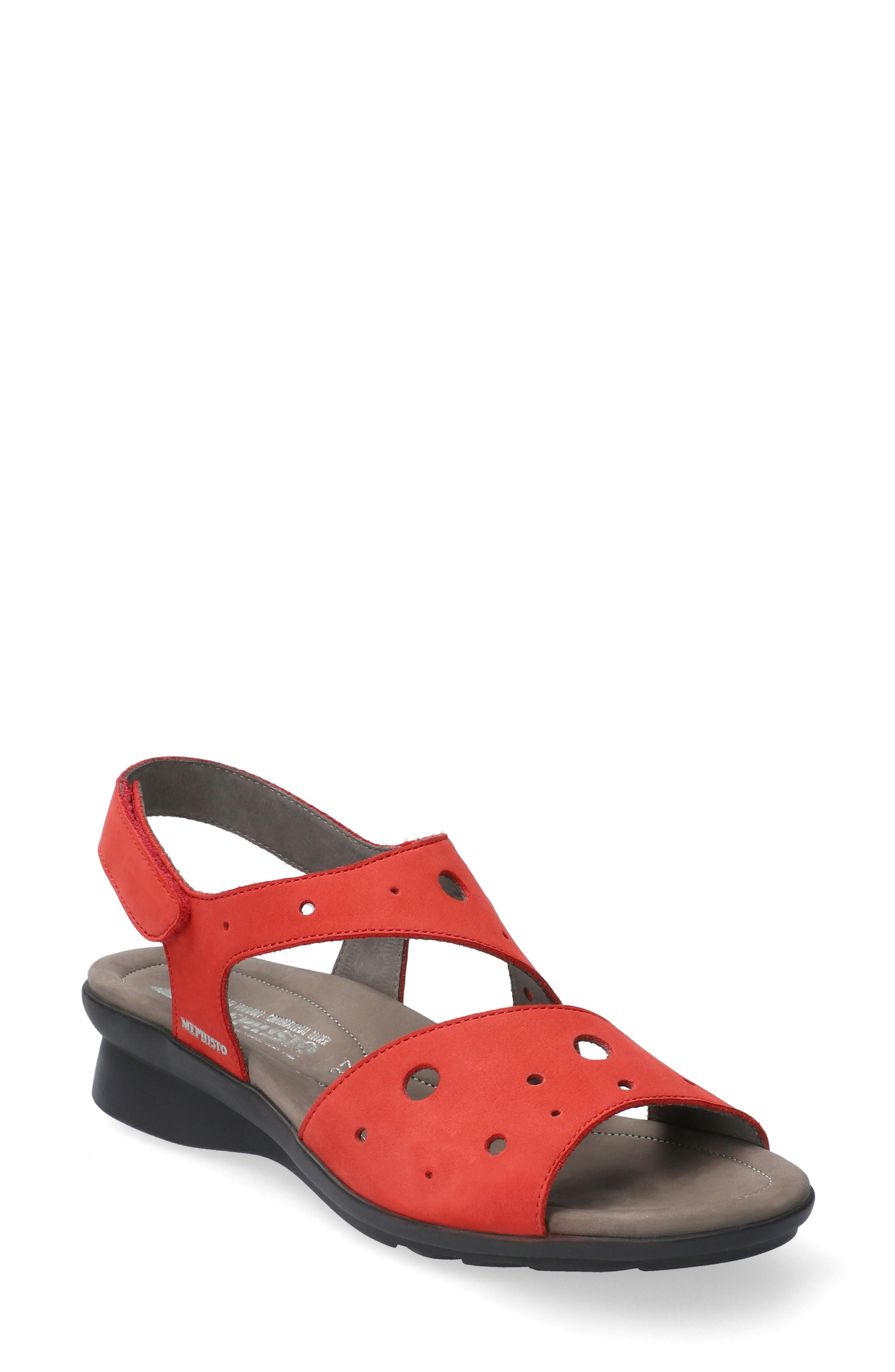 Phiby Wedge Sandal, Main, color, SCARLET NUBUCK LEATHER