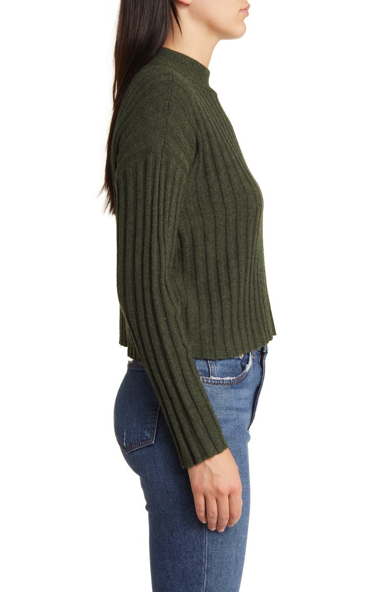 Madewell Mock Neck Crop Sweater, Alternate, color, Heather Dark Forest