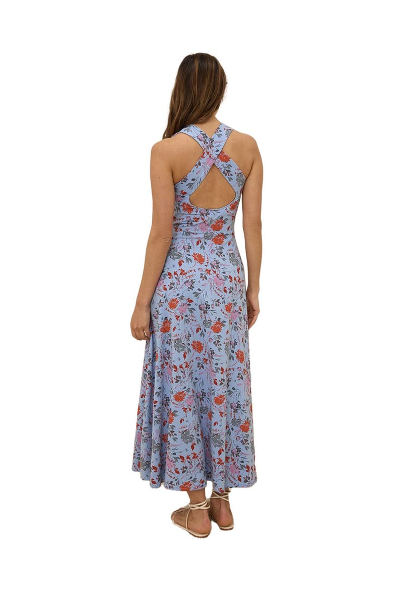 Organic Cotton Fit & Flare Open Back Maxi Dress, Alternate, color, Nightfall Blooms Blue