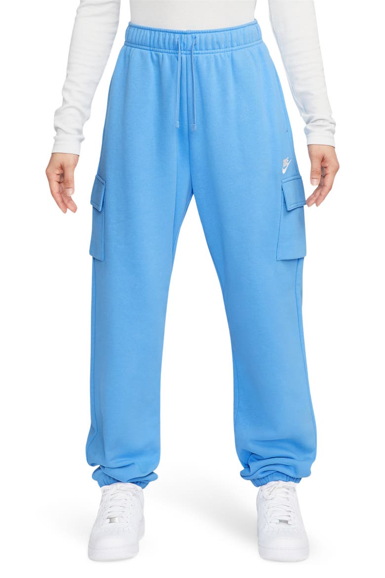 Oversize Fleece Cargo Sweatpants, Main, color, 412UNIVERSITY BLUE/ WHITE