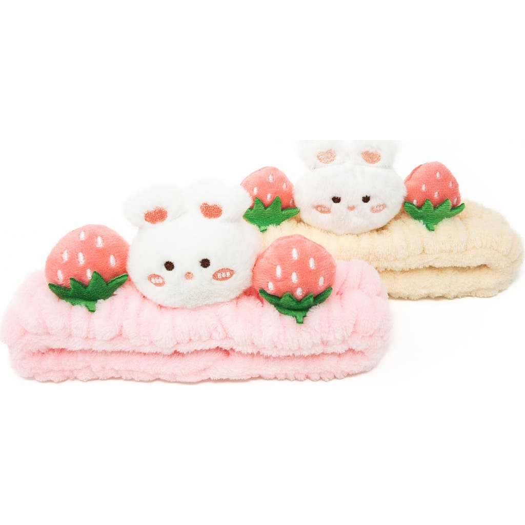 Puttisu 2pc Plush Spa Headband Set in Berry Bunny Set - Pink/cream  product