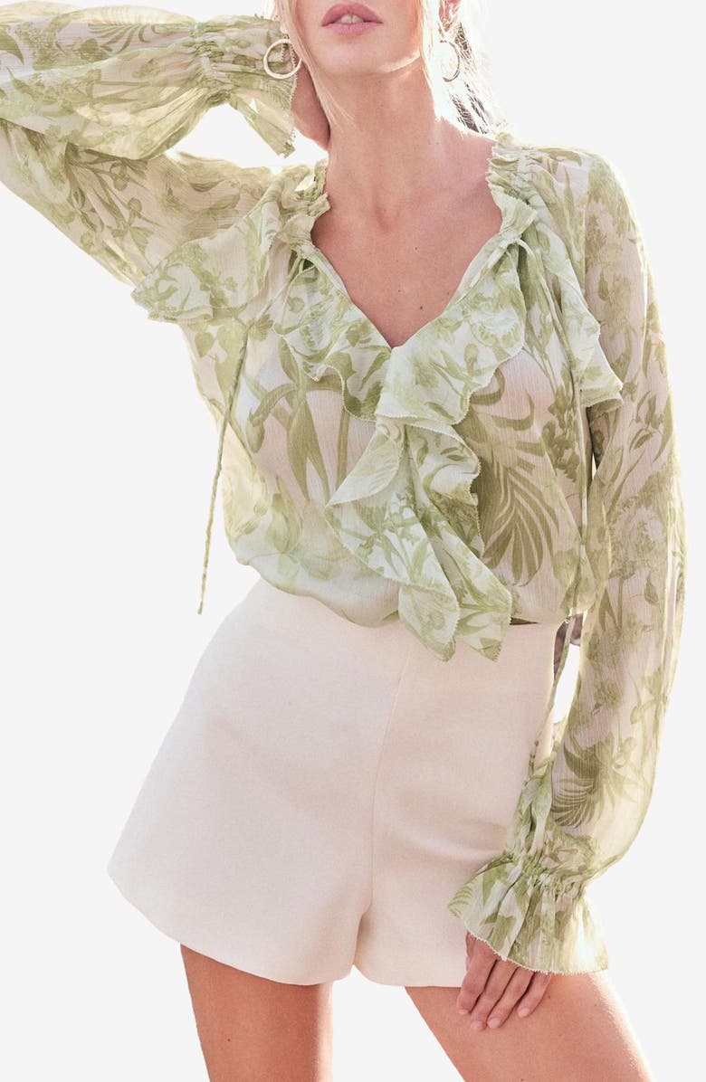 Lipsy Floral Ruffle Long Sleeve Peplum Top, Main, color, 