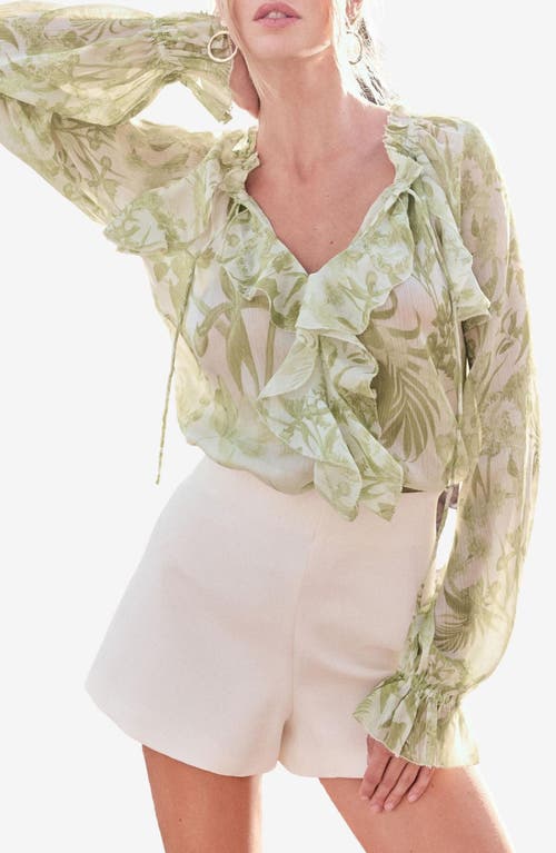 Lipsy Floral Ruffle Long Sleeve Peplum Top