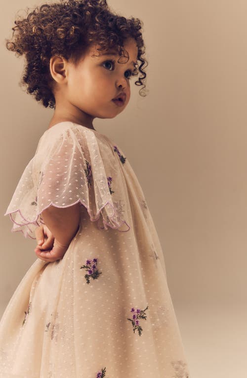 Next Kids' Dobby Mesh Party Dress In Neutral