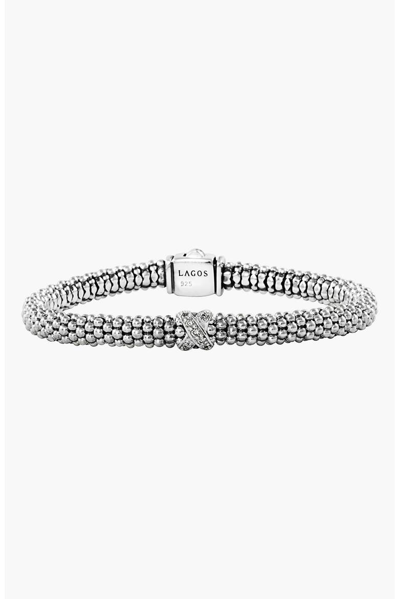 Signature Caviar Diamond Rope Bracelet, Alternate, color, STERLING SILVER