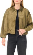 Halogen® Faux Suede Bubble Bomber Jacket