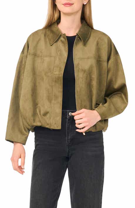 Faux Suede Bubble Bomber Jacket