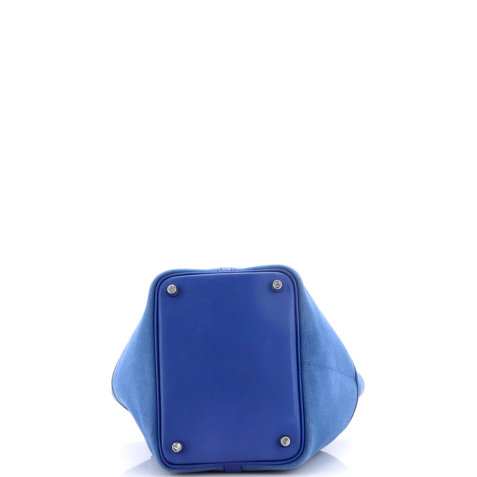 Pre-Owned Hermes Cargo Picotin Lock Bag Canvas and Swift PM, Alternate, color, Bleu Royal