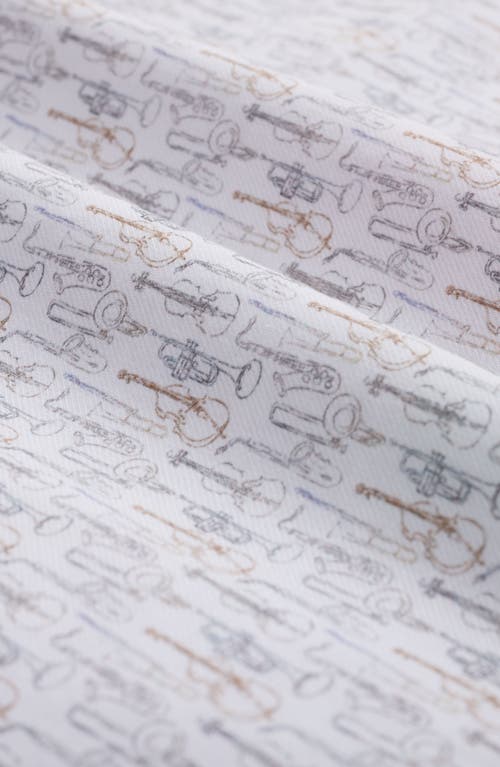 Bugatchi Julian Shaped Fit Musical Instrument Print Button-up Shirt In Gray