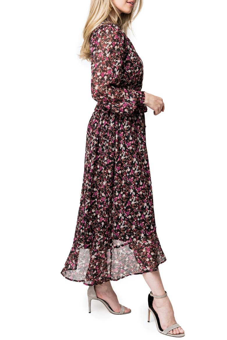 Lindsey Metallic Long Sleeve Dress, Alternate, color, FESTIVE BERRY FLORAL