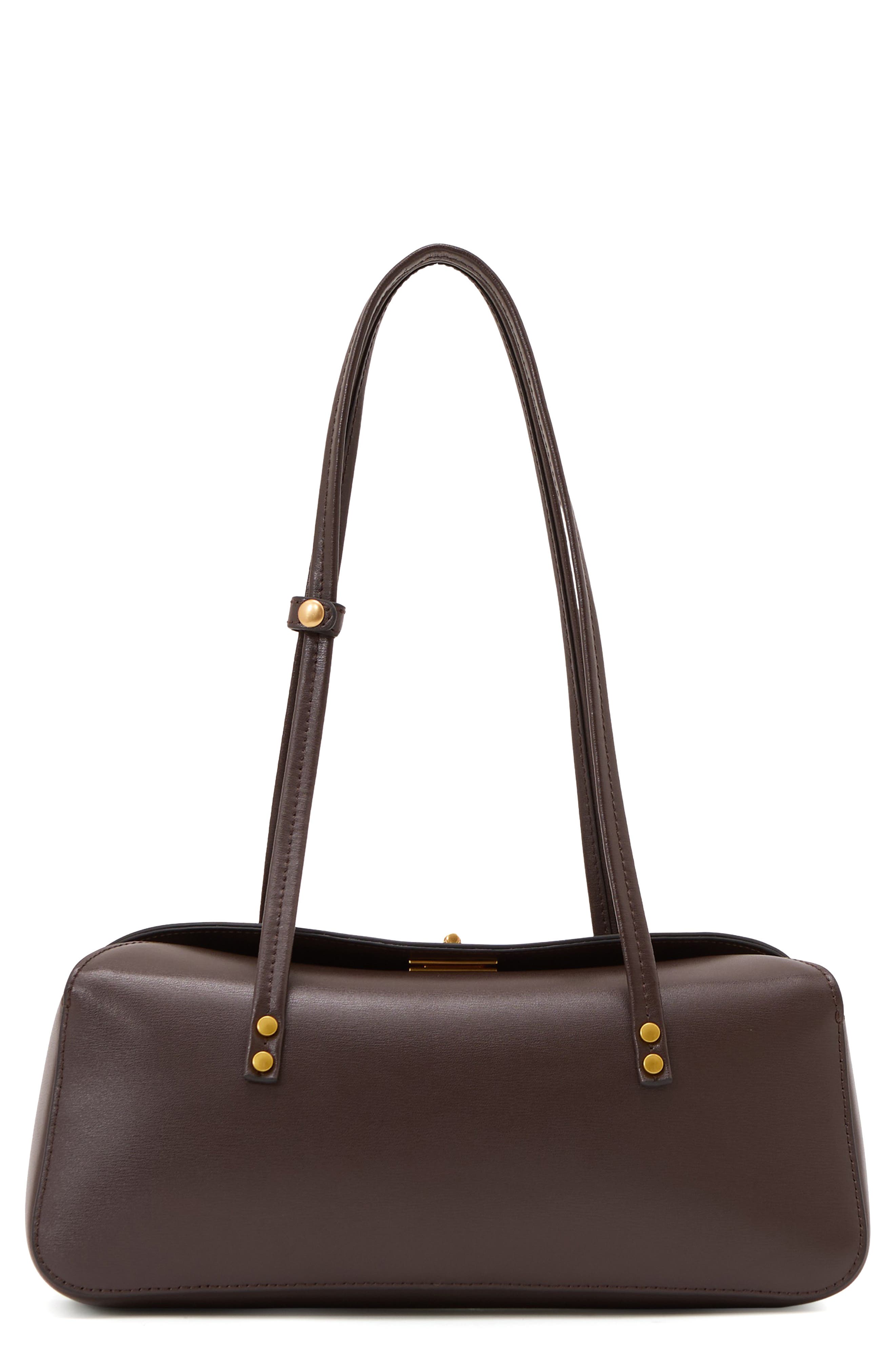 Reiss Devora Leather Shoulder Bag, Main, color, Chocolate