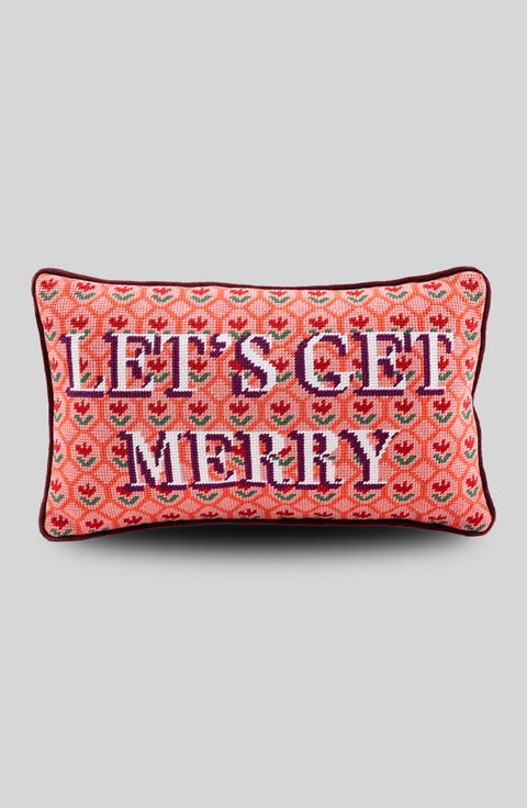 Let's Get Merry Needlepoint Pillow