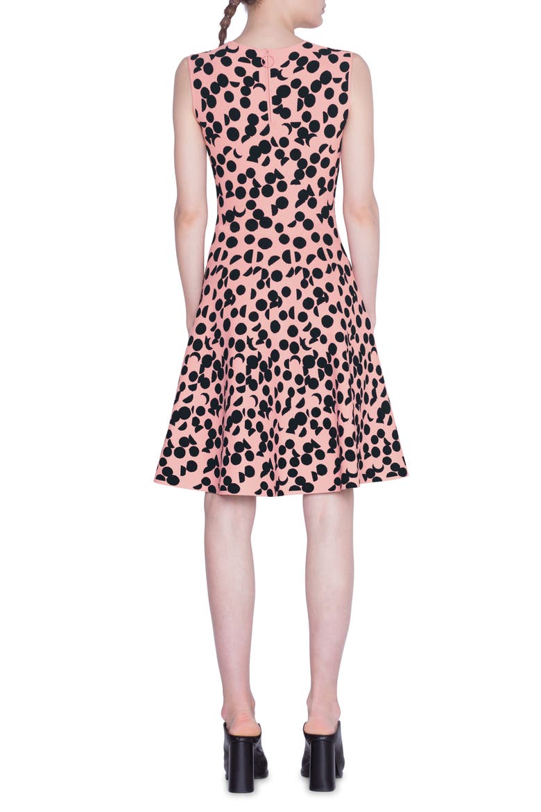 Luna Dot Jacquard Fit & Flare Dress, Alternate, color, PEACH PINK/ BLACK