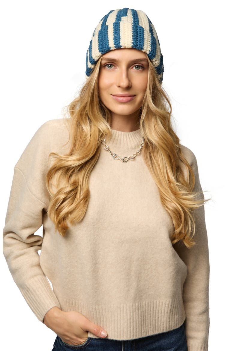 Two-Tone Slouchy Beanie, Alternate, color, BLUE