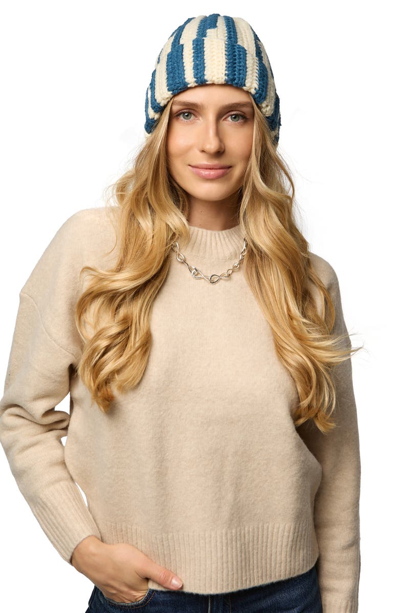SAACHI Two-Tone Slouchy Beanie, Alternate, color, Blue