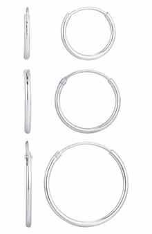 ADORNIA FINE Set of 3 925 Sterling Silver Hoop Earrings