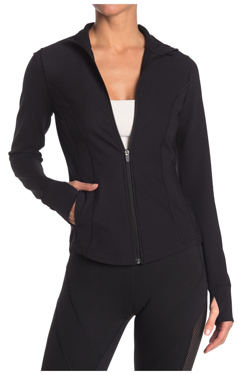 90 DEGREE BY REFLEX Interlink Thumbhole Zip Front Jacket, Main, color,