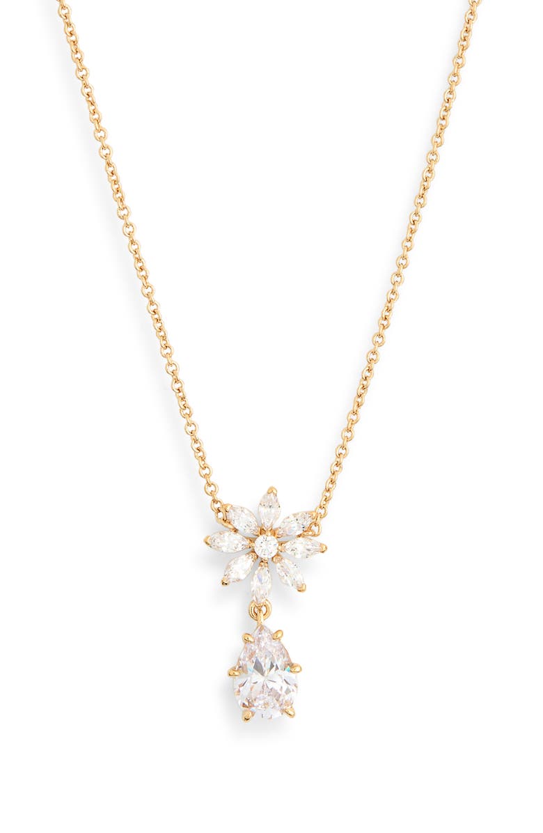 Nadri Wildflower Daisy Drop Cubic Zirconia Pendant Necklace, Alternate, color,