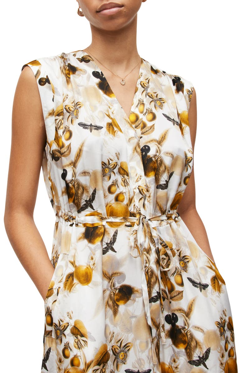 AllSaints Tate Soleil Print Sleeveless Shirtdress, Alternate, color, Ochre Yellow