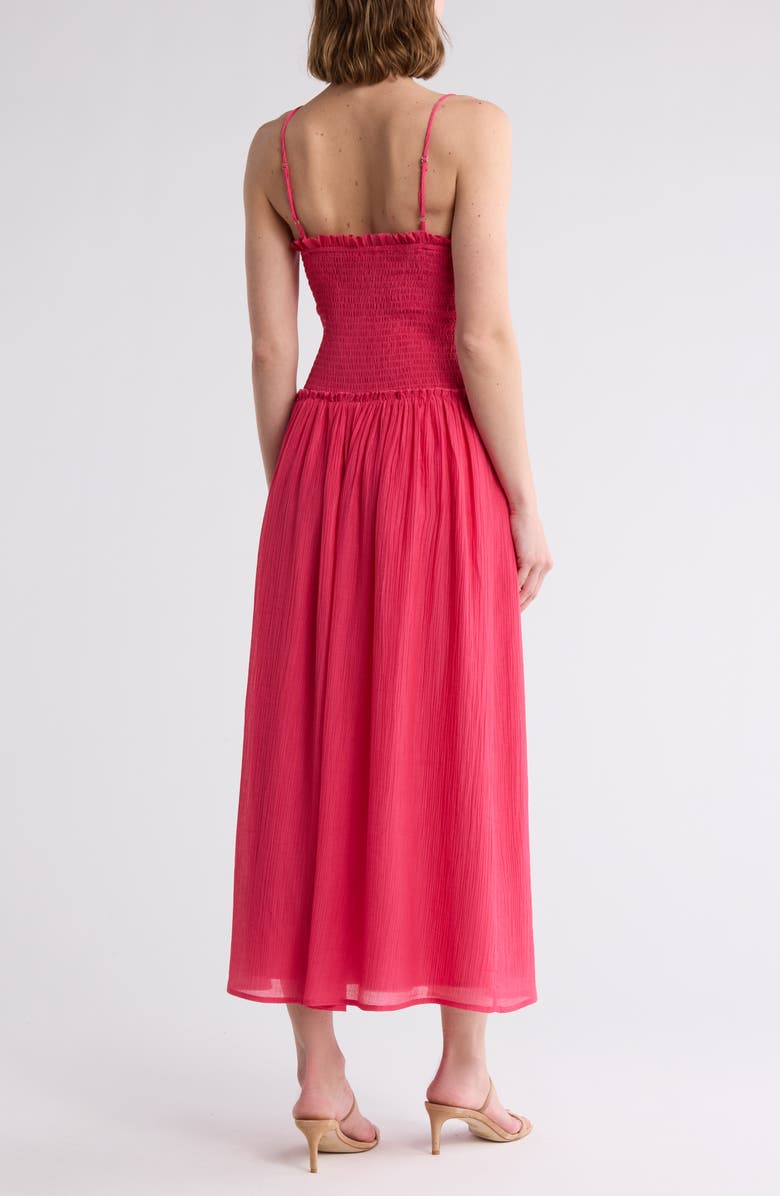 Lush Smocked Button-Down Sundress, Alternate, color, Hot Pink