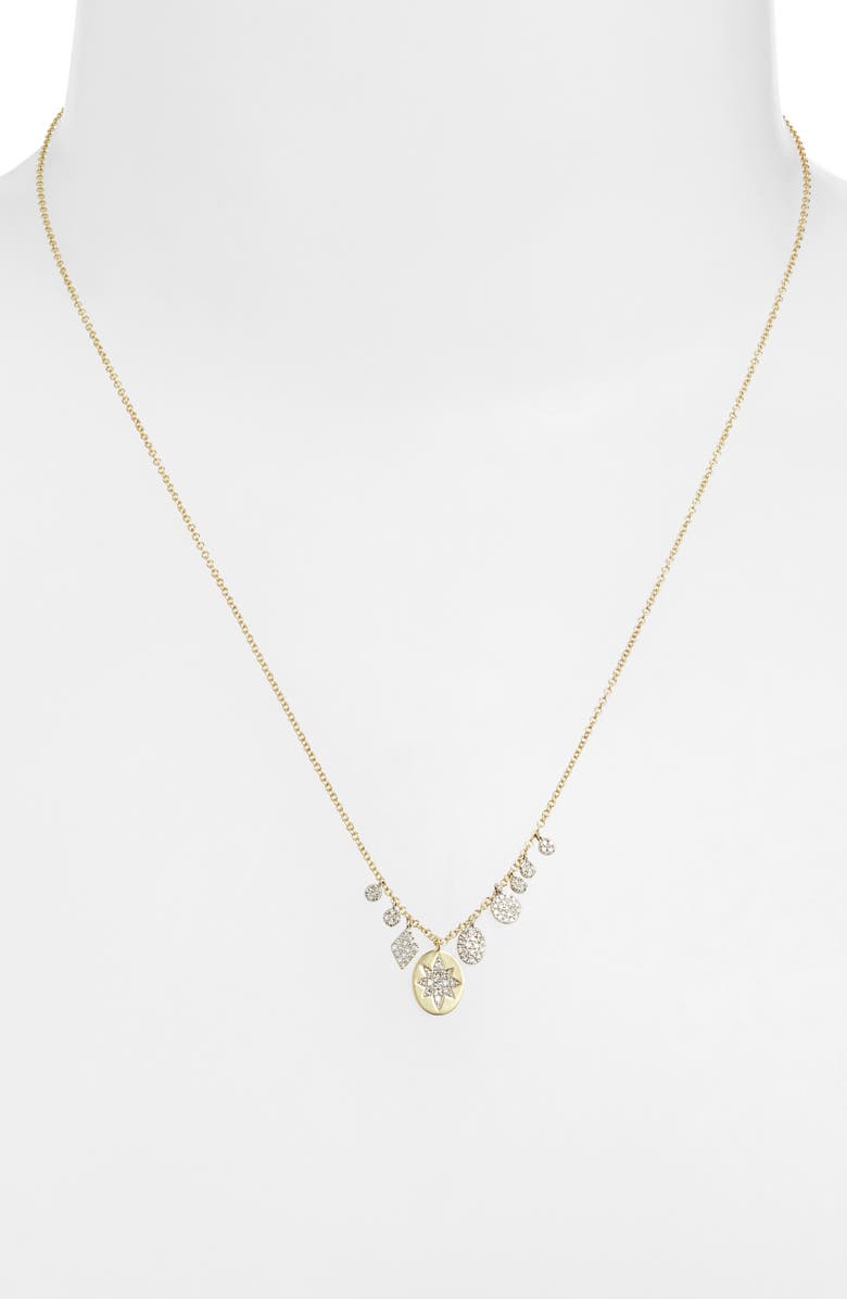 Meira T Diamond Starburst Disc Pendant Necklace, Alternate, color, Yellow