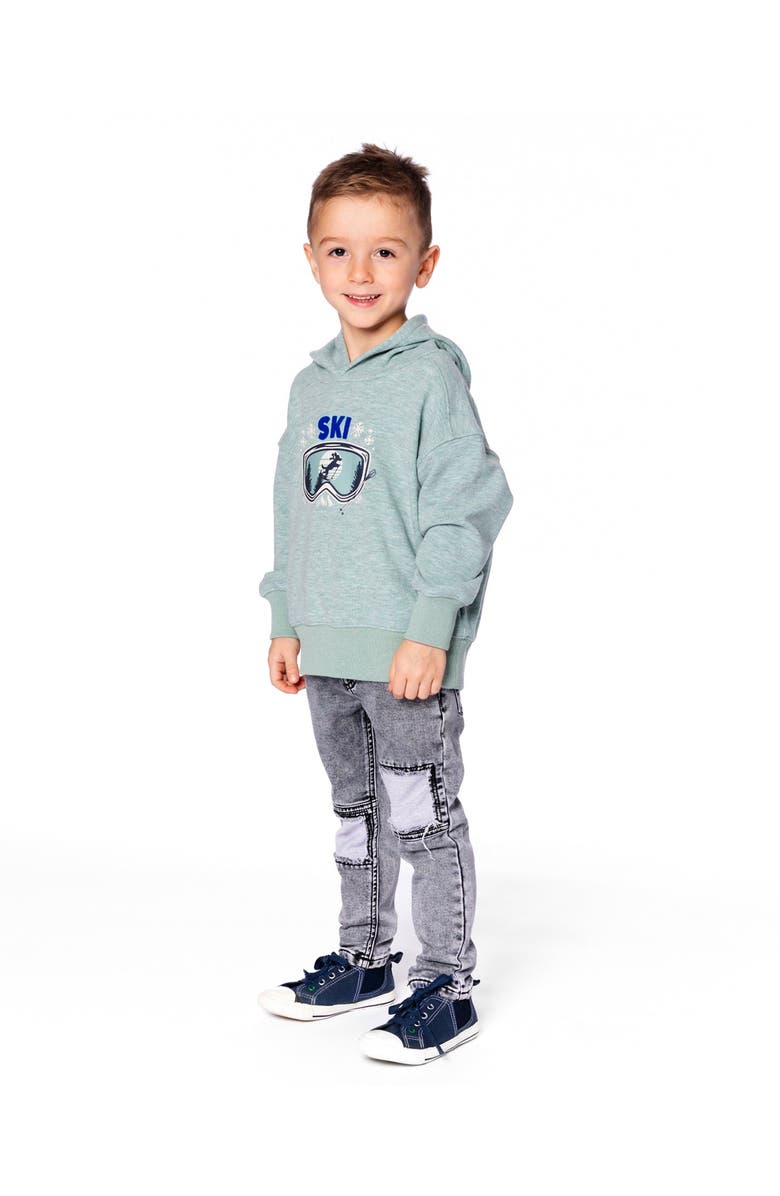 Deux par Deux French Terry Pants with Contrasting Patch, Alternate, color, Black Denim