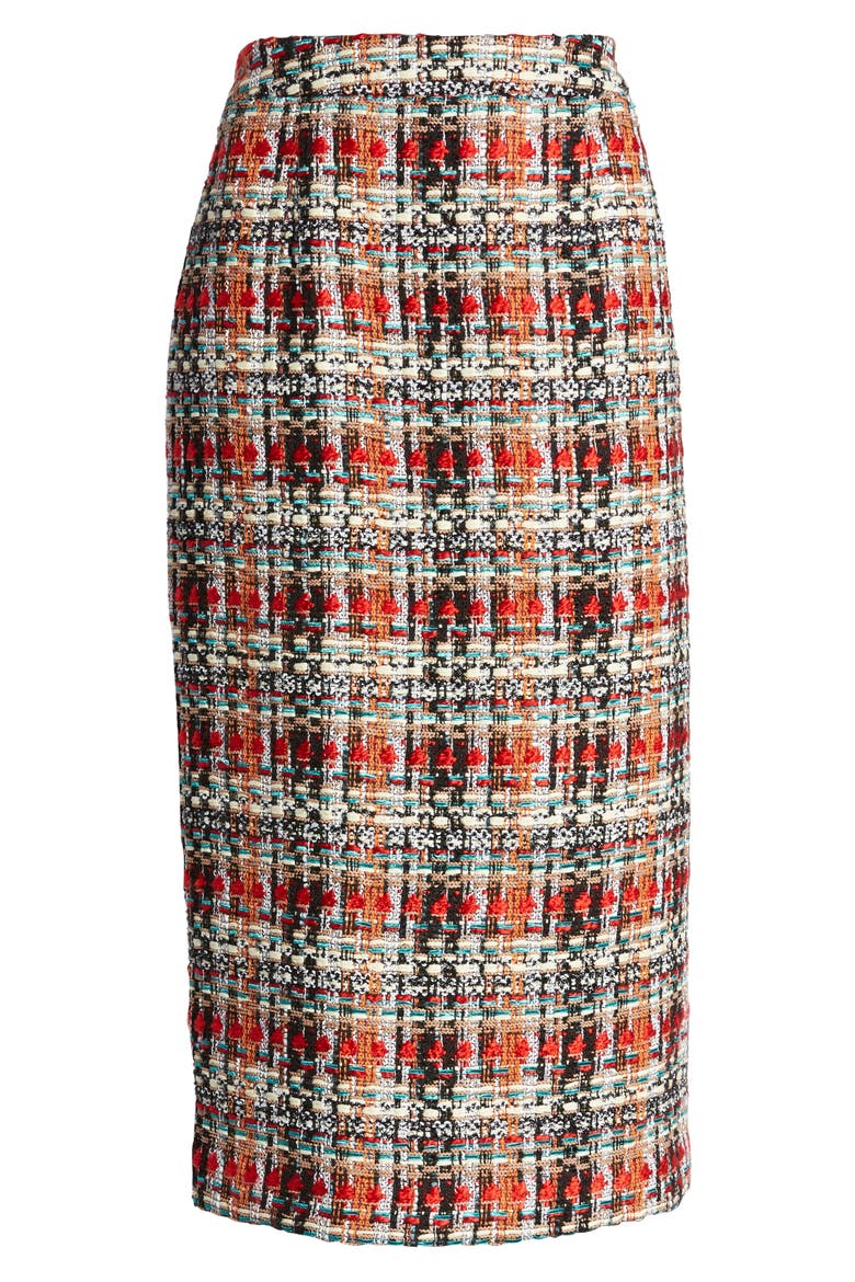 Tweed Pencil Skirt, Alternate, color, BLACK- RED TWEED