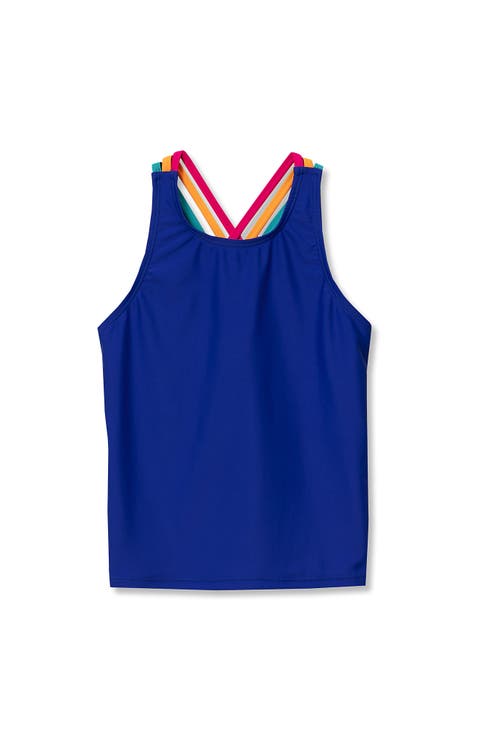 Girls Chlorine Resistant Strappy X-Back Tankini Top