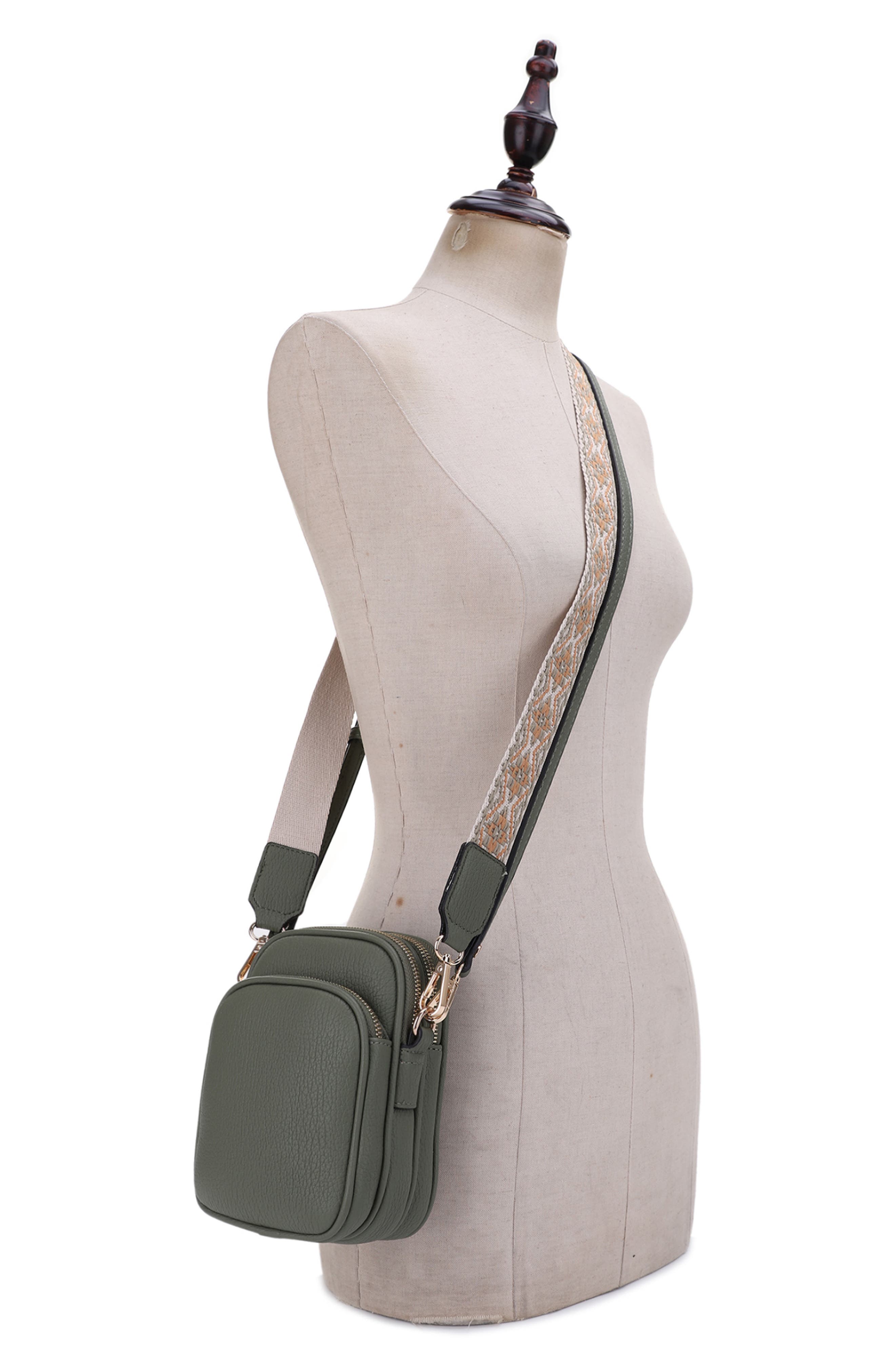 Mali + Lili Josephine Vegan Leather Crossbody Bag, Alternate, color, Hunter Green/Tri