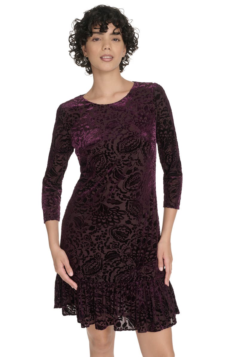 Tommy Hilfiger Three Quarter Sleeve Minidress, Alternate, color, Ruby