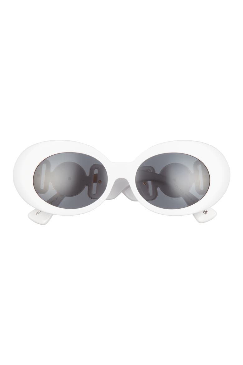 54mm Irregular Oval Sunglasses, Main, color, WHITE