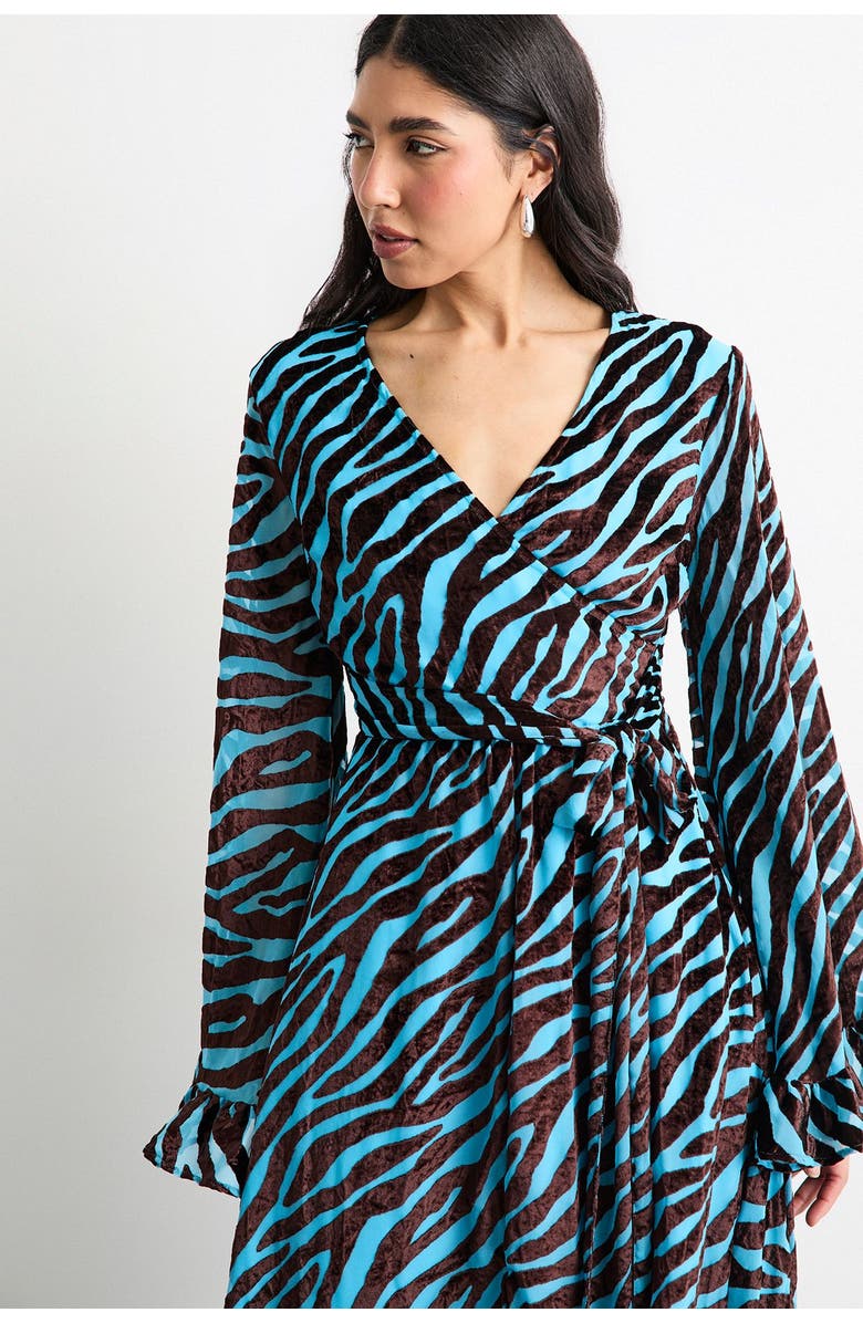 Warehouse Burnout Velvet Plunge Maxi Dress, Alternate, color, Blue