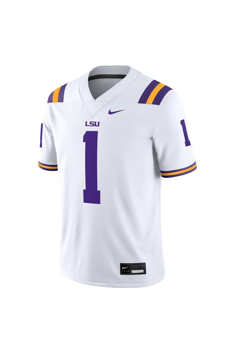 Men's Nike #1 White LSU Tigers Game Jersey, Alternate, color, White