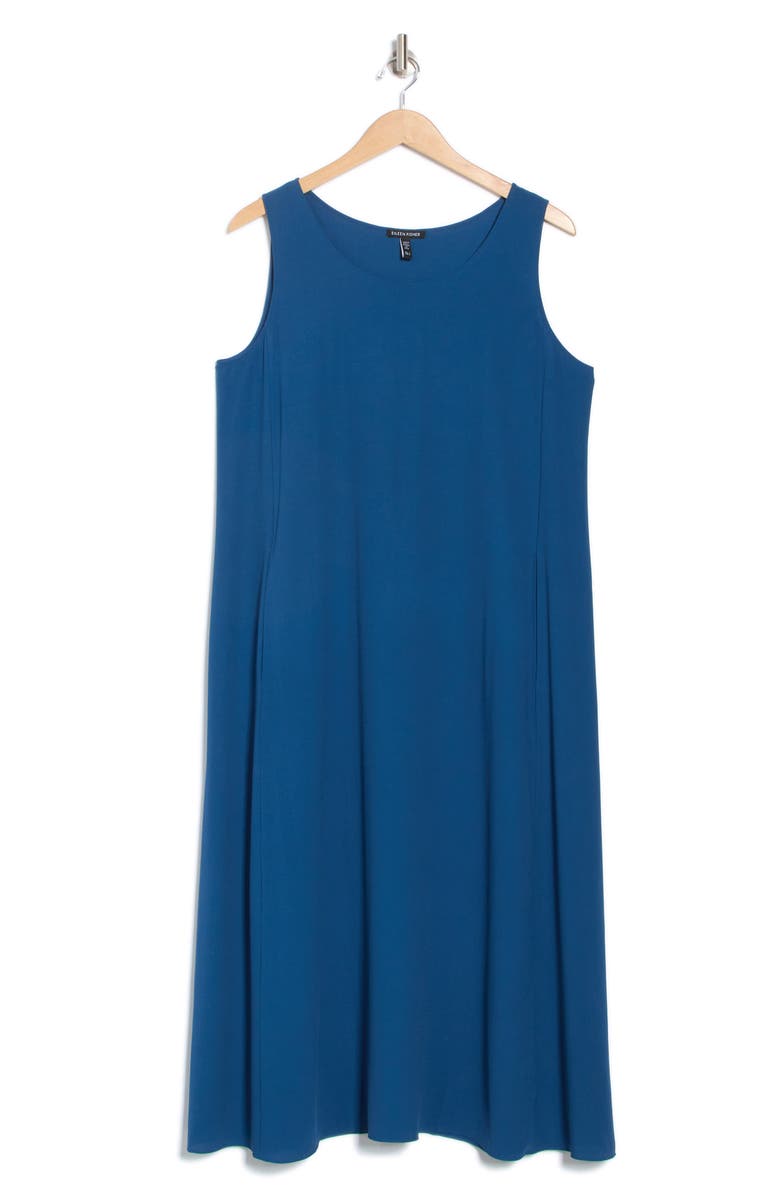Eileen Fisher Scoop Neck Sleeveless Silk Dress, Alternate, color,