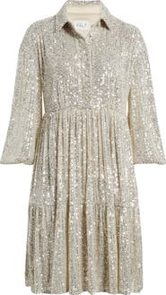 Eliza J Sequin Stripe Shirtdress