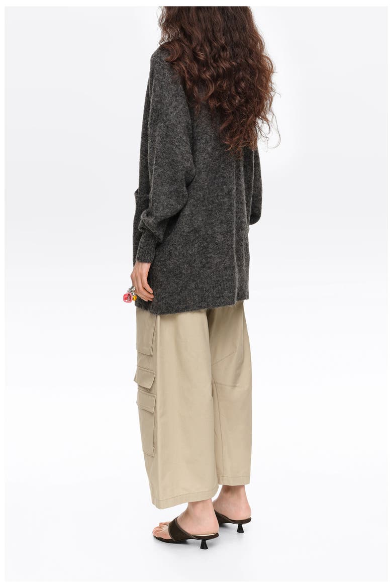 Long Alpaca Blend Cardigan, Alternate, color, DARK GREY MELANGE