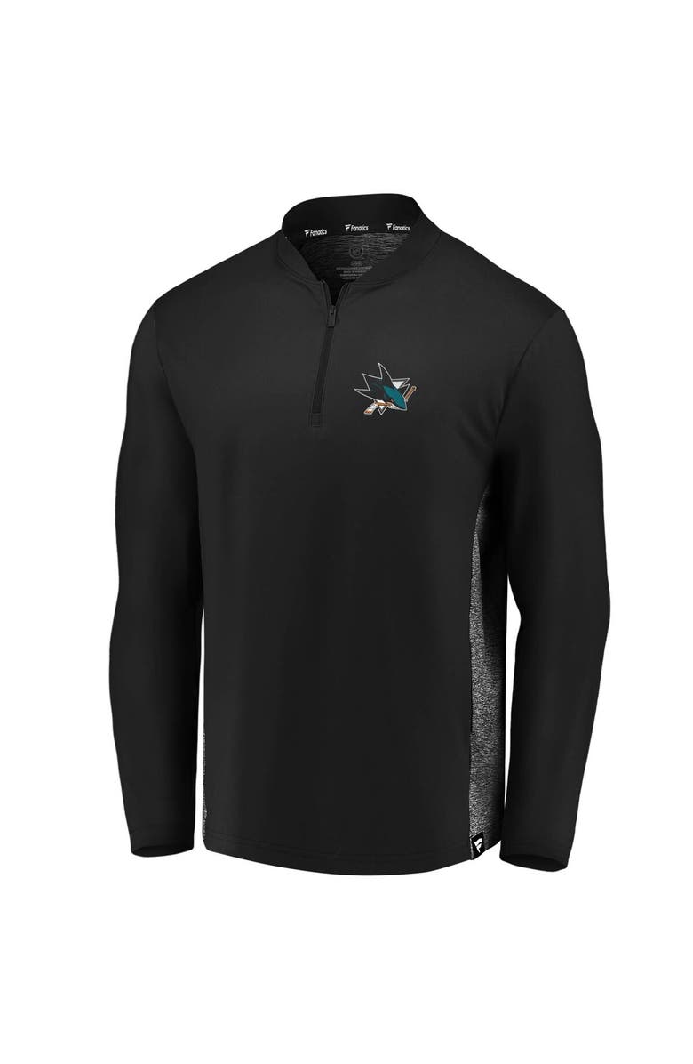 FANATICS Men's Fanatics Branded Black San Jose Sharks Iconic Clutch Quarter-Zip Jacket, Alternate, color, 