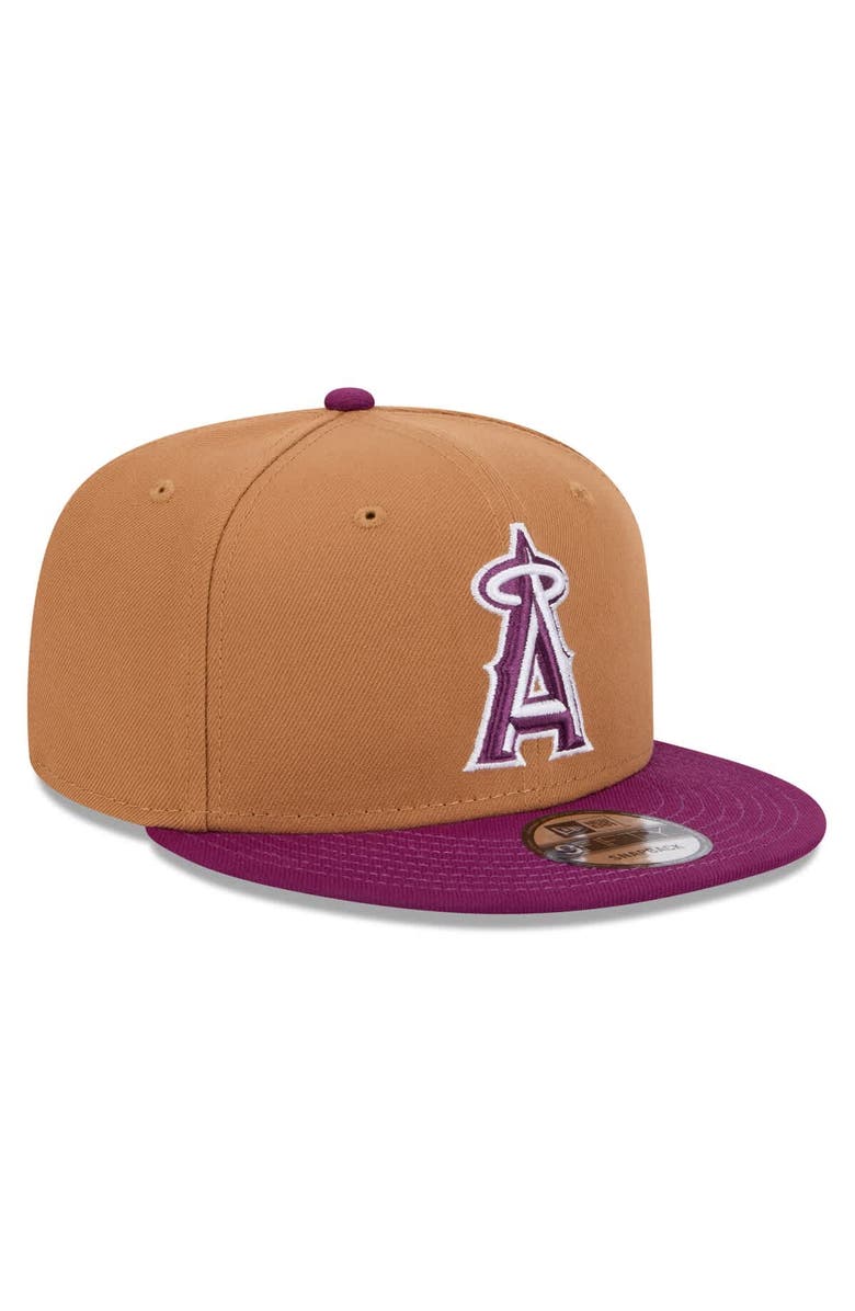 New Era Men
s New Era Brown/Purple Los Angeles Angels Color Pack Two-Tone 9FIFTY Snapback Hat, Alternate, color, Brown
