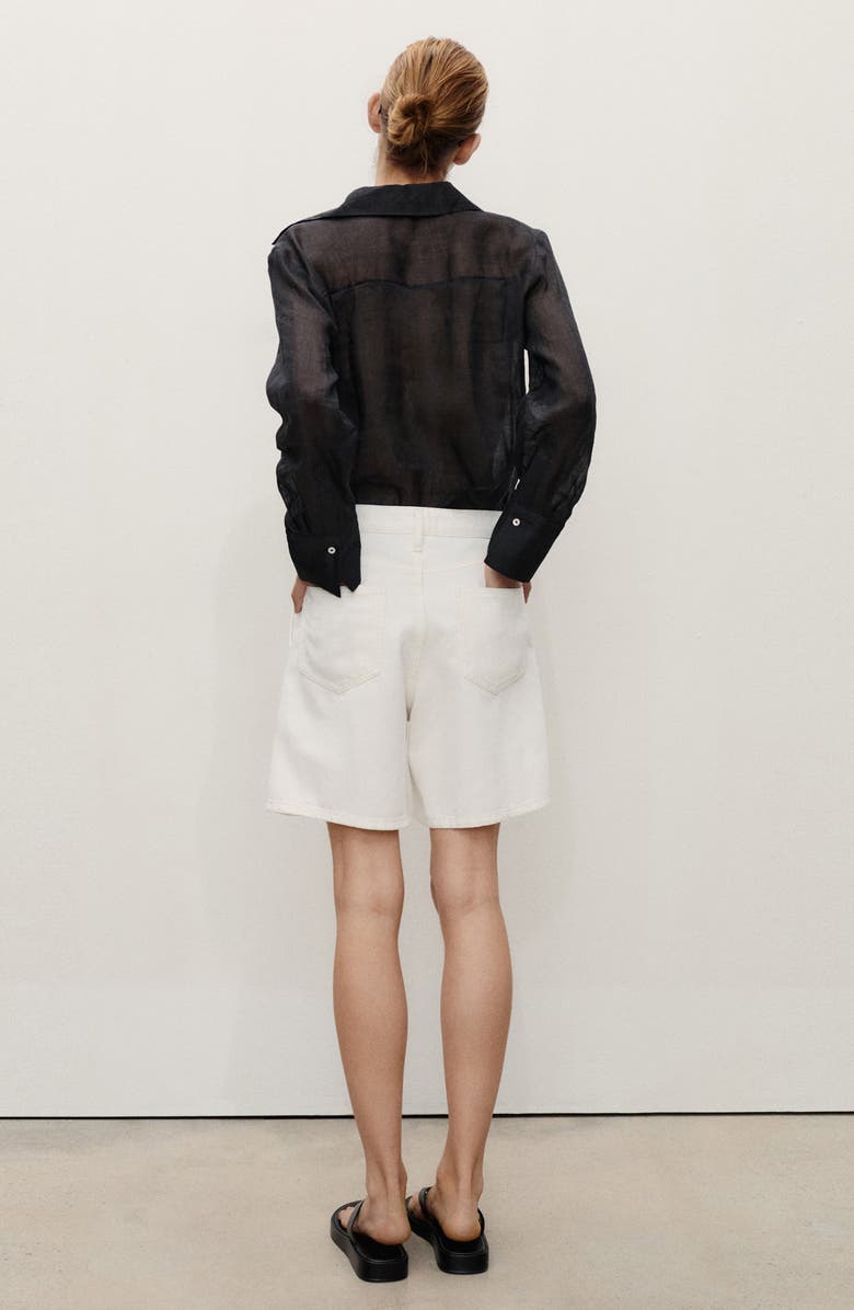 MANGO Dart Bermuda Denim Shorts, Alternate, color, Off White