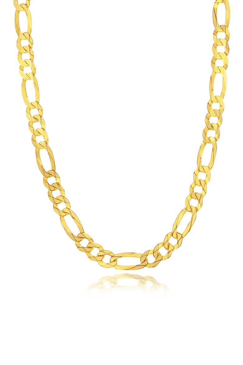 Gold Plated Sterling Silver Figaro Chain Necklace, Main, color, GOLD