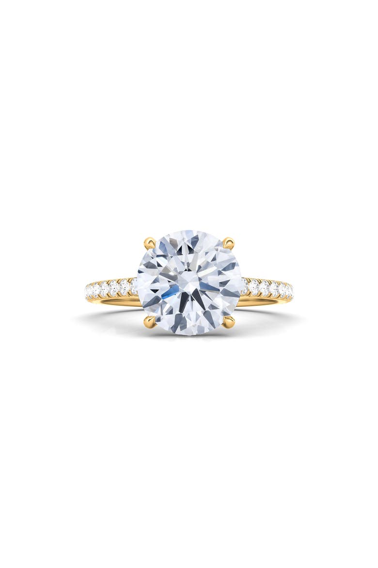 Round Brilliant Cut Pavé Lab Grown Diamond Ring, Main, color, 3.00 CTW 18K YELLOW GOLD