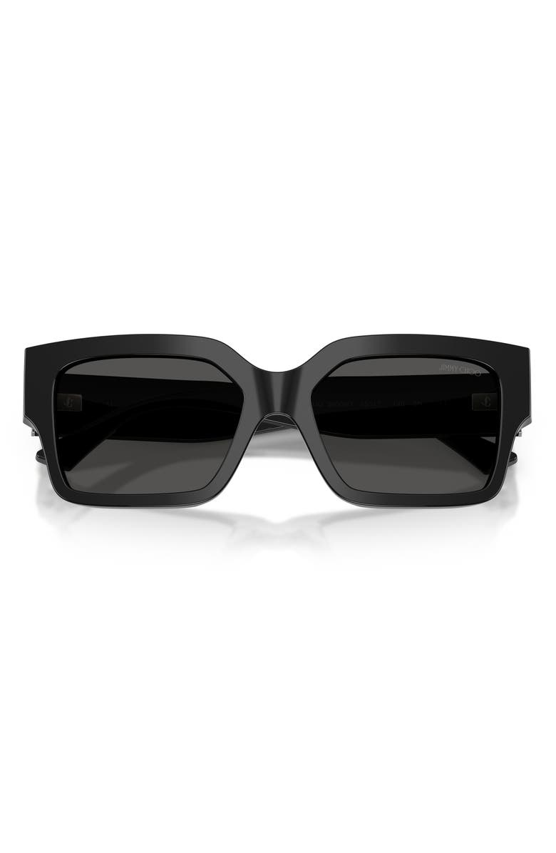 Jimmy Choo 55mm Rectangular Sunglasses, Alternate, color, Black / Dark Grey