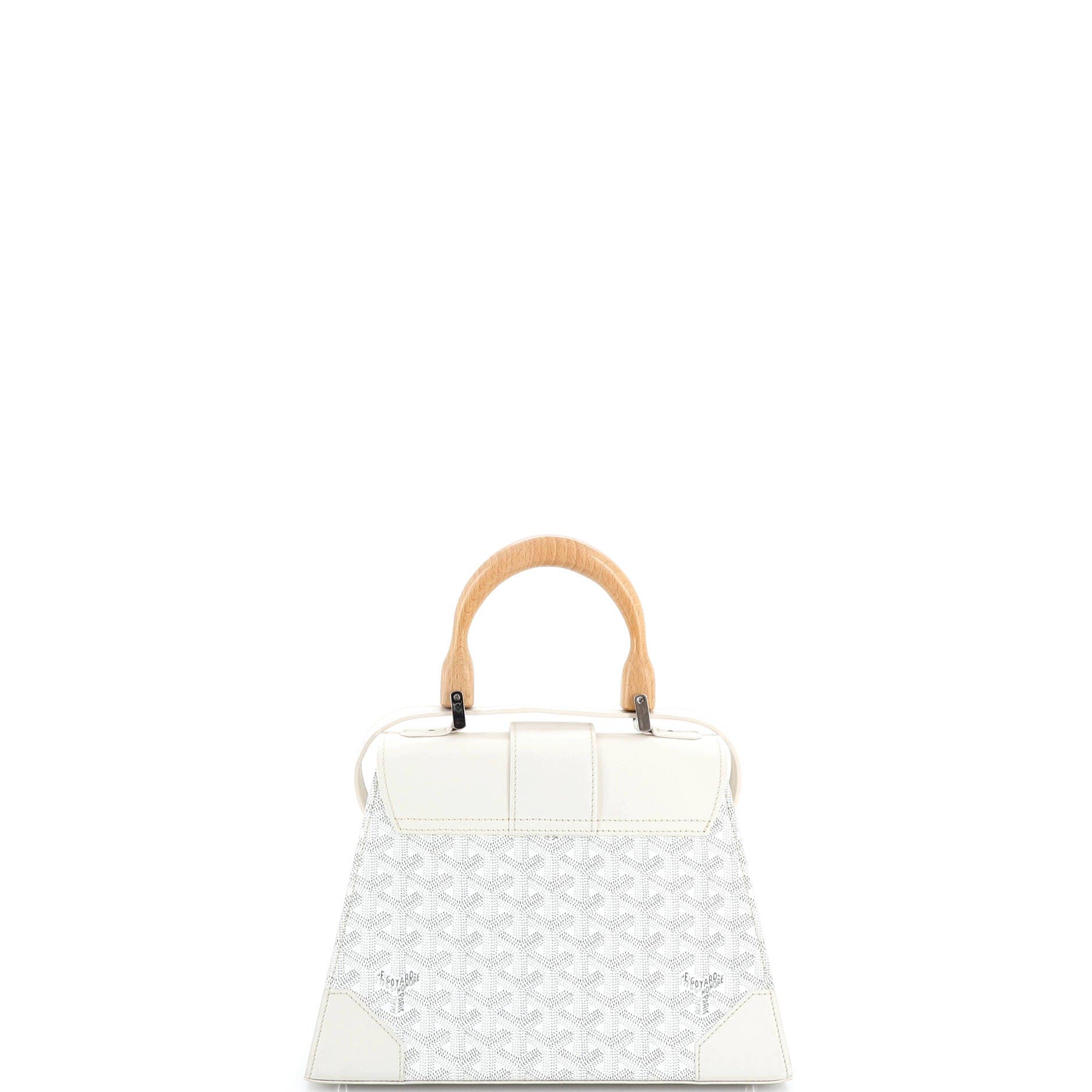 Pre-Owned Goyard Saigon Top Handle Bag Coated Canvas with Leather PM, Alternate, color, White