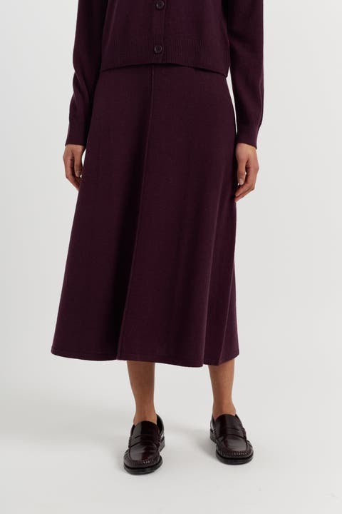 Wool Cashmere Midi Skirt