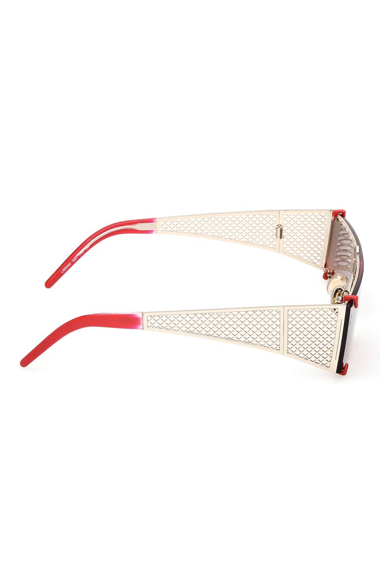 140mm Oversize Shield Sunglasses, Alternate, color, GOLD / RED / ZEISS GRADIENT