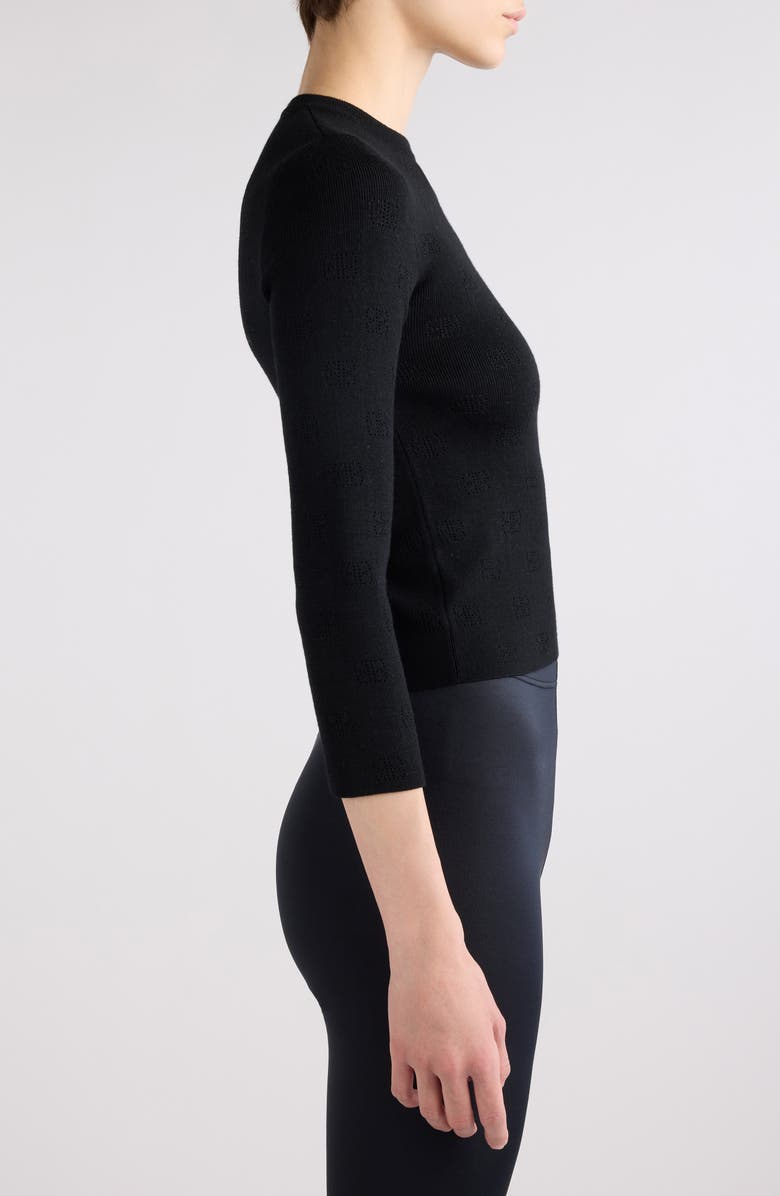 Balenciaga Open Stitch Logo Rib Wool Blend Crop Sweater, Alternate, color, Black