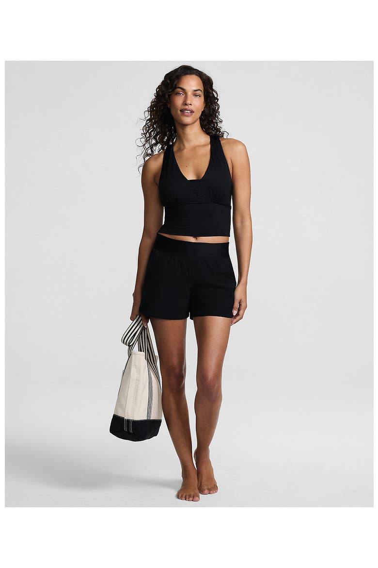 3" Quick Dry Elastic Waist Board Shorts Swim Cover-up Shorts with Panty, Alternate, color, Black