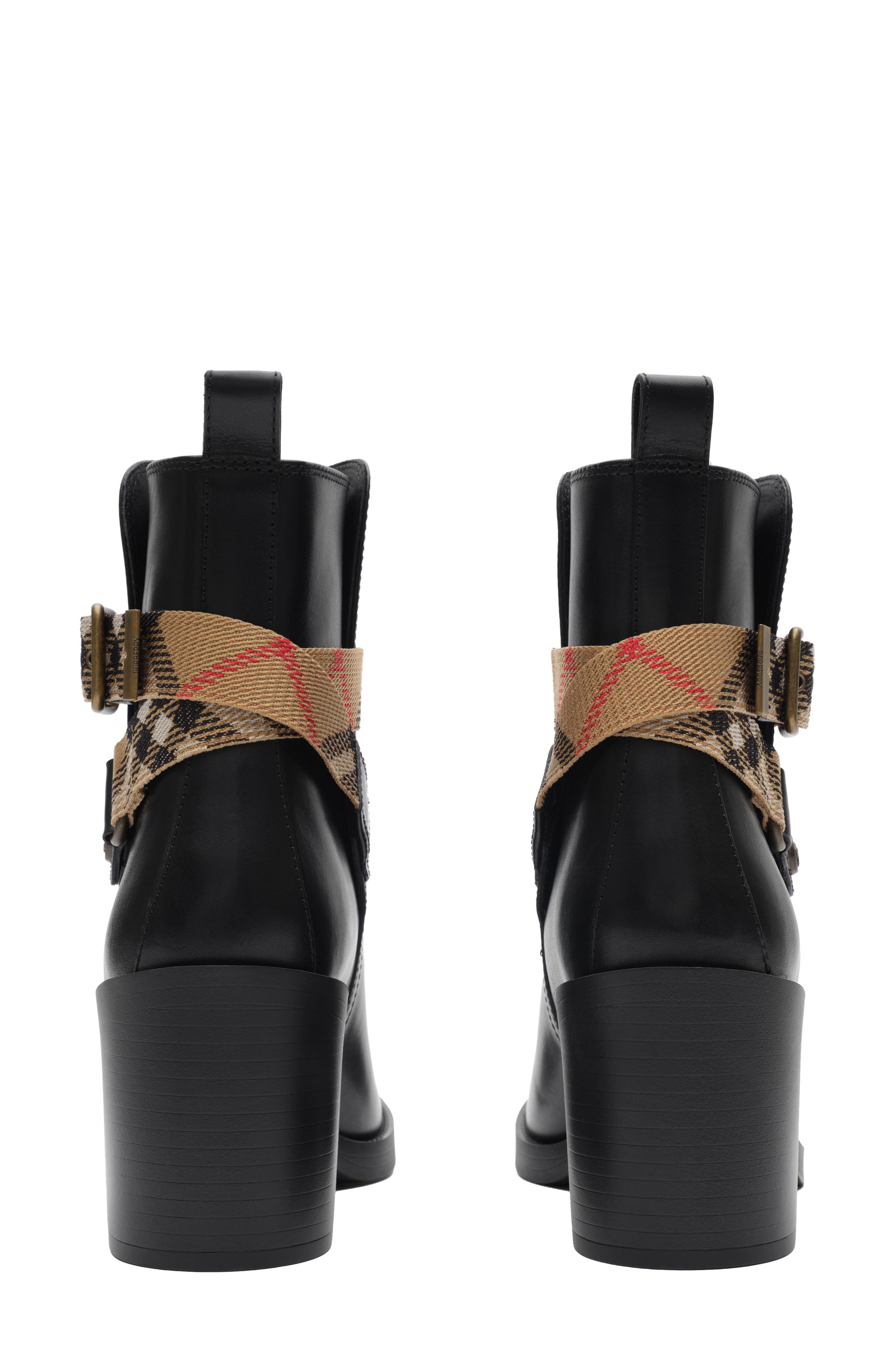 Burberry Huntley Belted Bootie, Alternate, color, Black