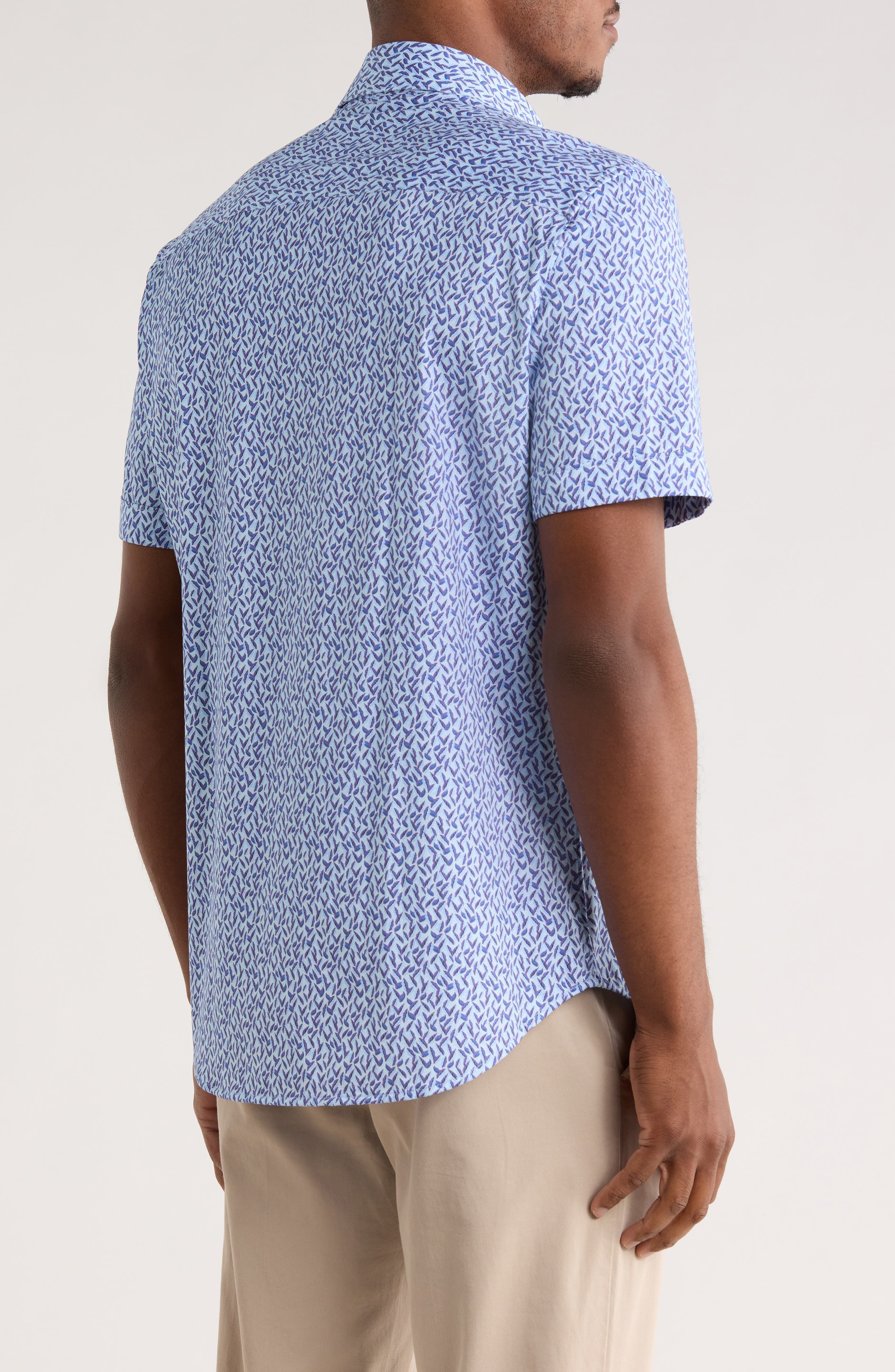 Geometric Short Sleeve Woven Button-Up Shirt - image 2