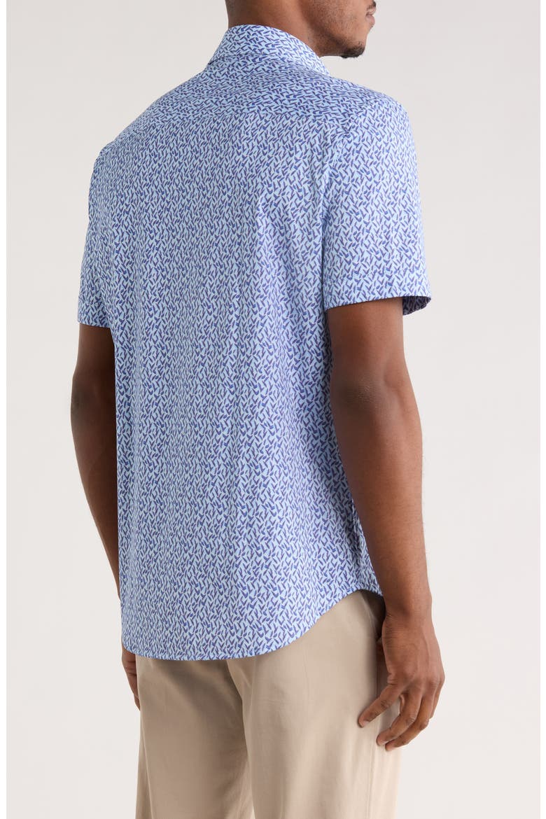 Geometric Short Sleeve Woven Button-Up Shirt, Alternate, color, CLASSIC BLUE
